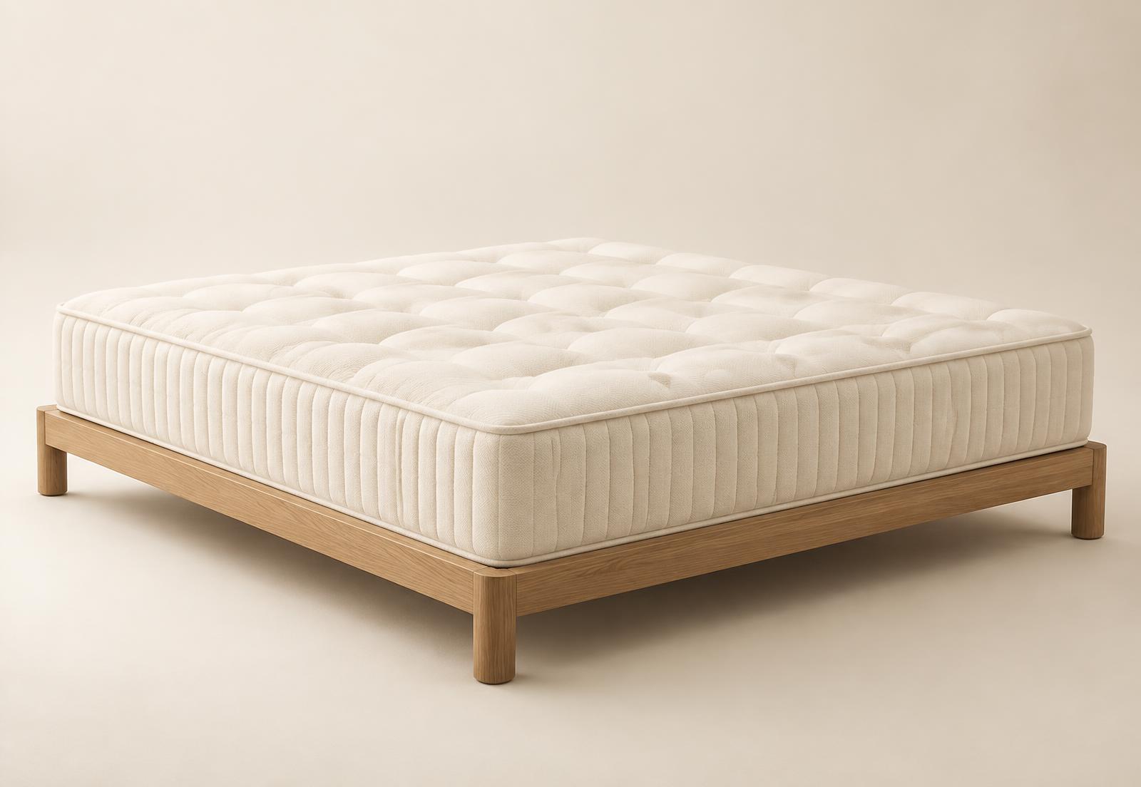 Elastoflex natural latex mattress — King Size shown on an oak frame